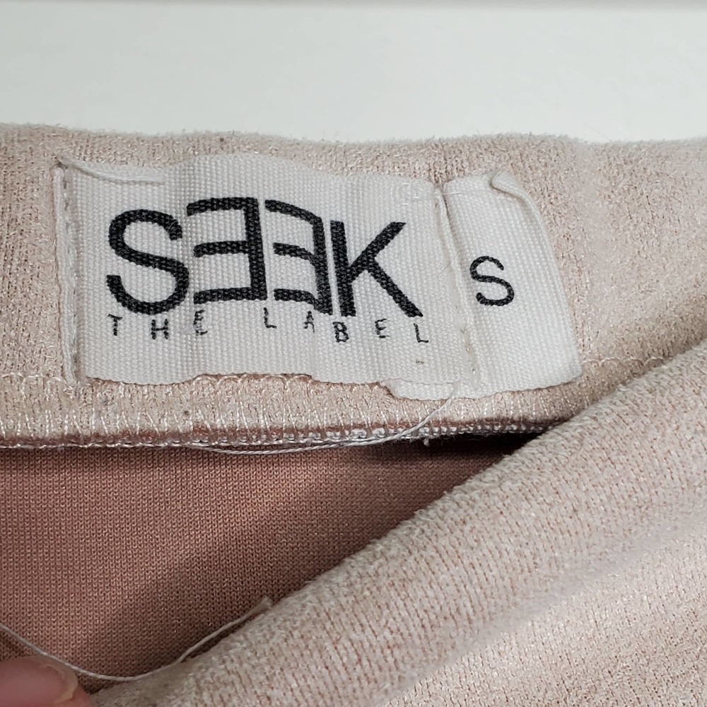 Seek The Label Vegan Suede Ecru Mini Skirt Y2K, S - Picture 4 of 6